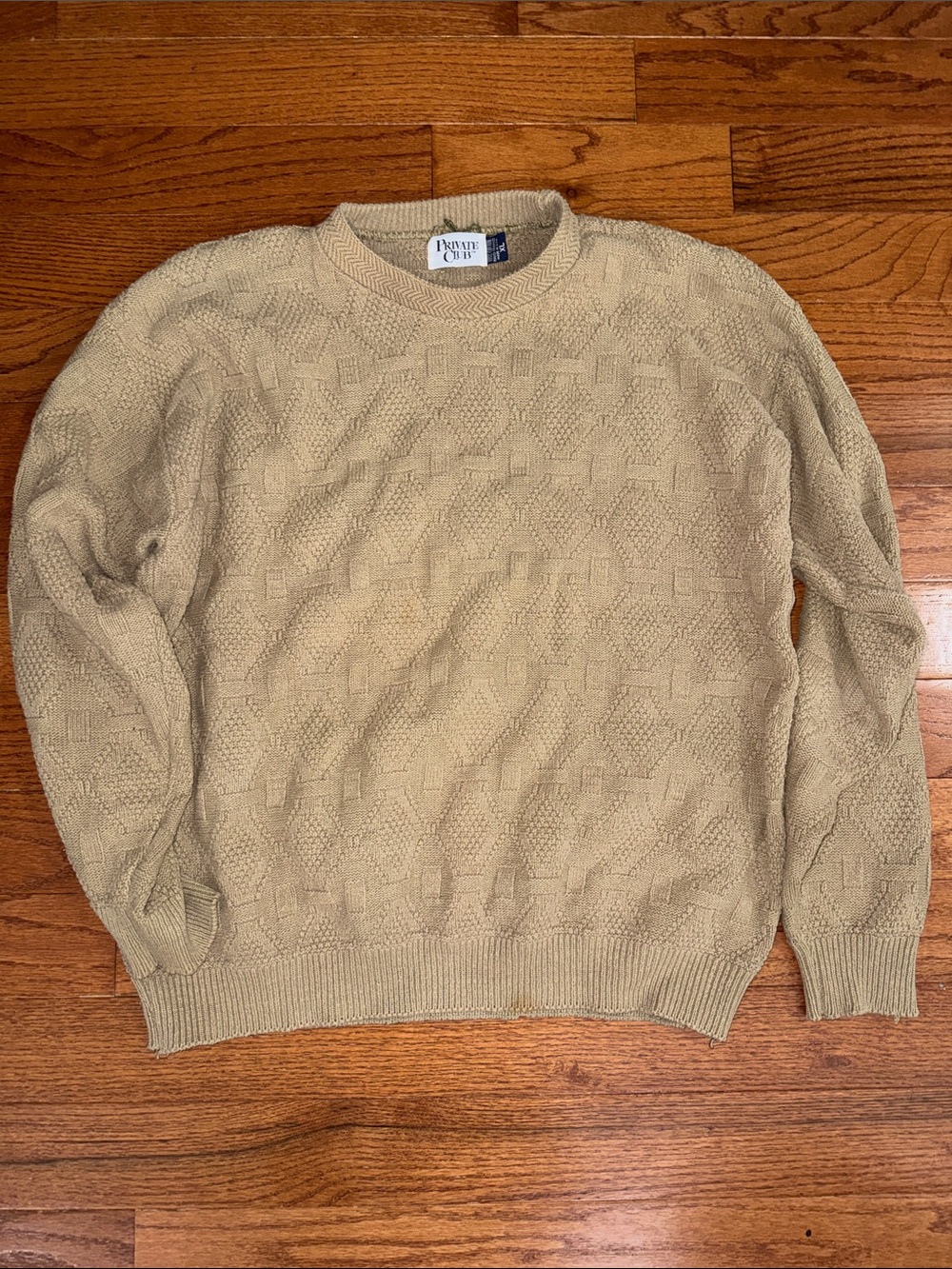 Vintage Men's Cream Textured Knit Sweater
